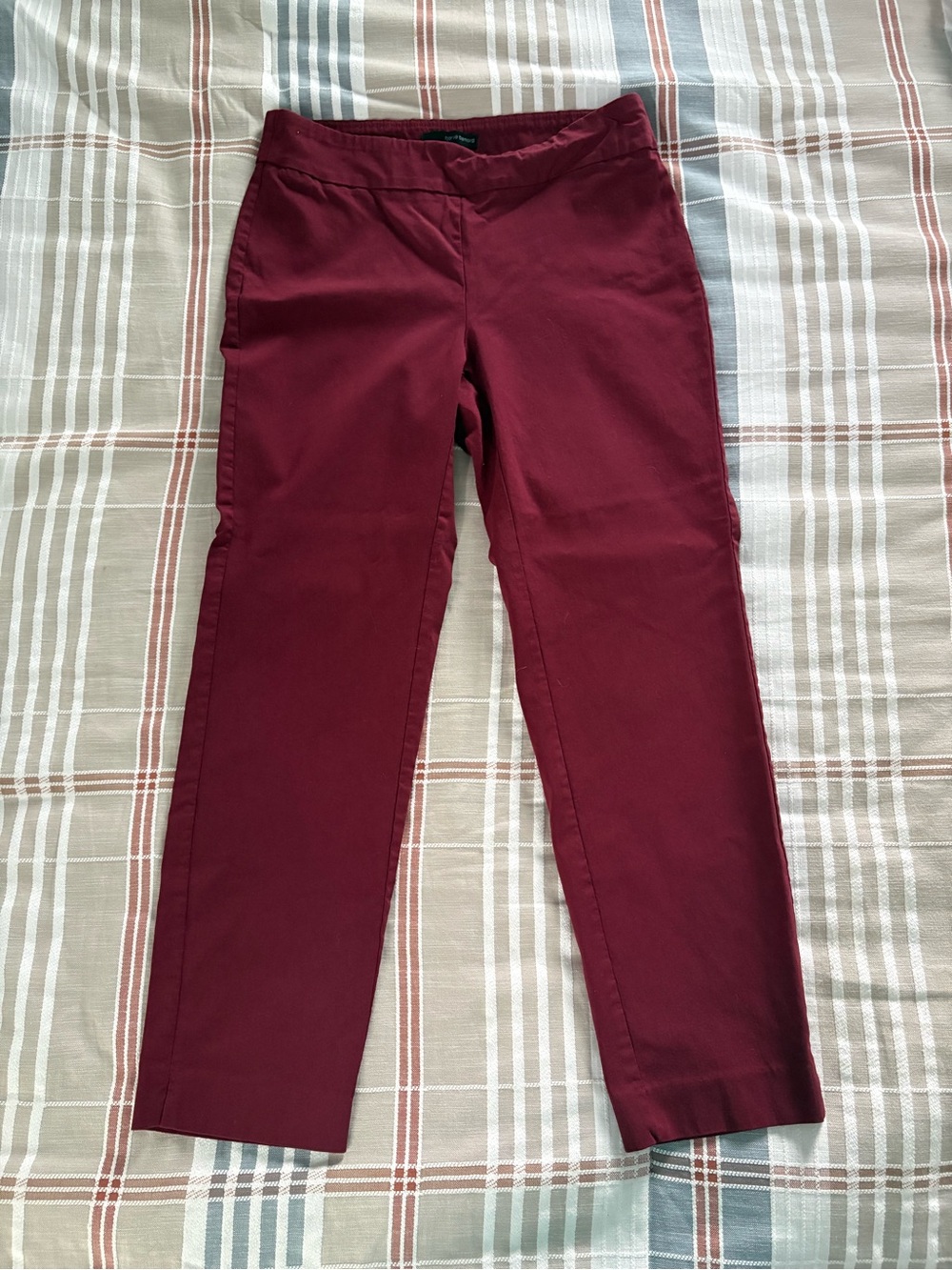 Women’s Cropped Slim Fit Pants in Burgundy